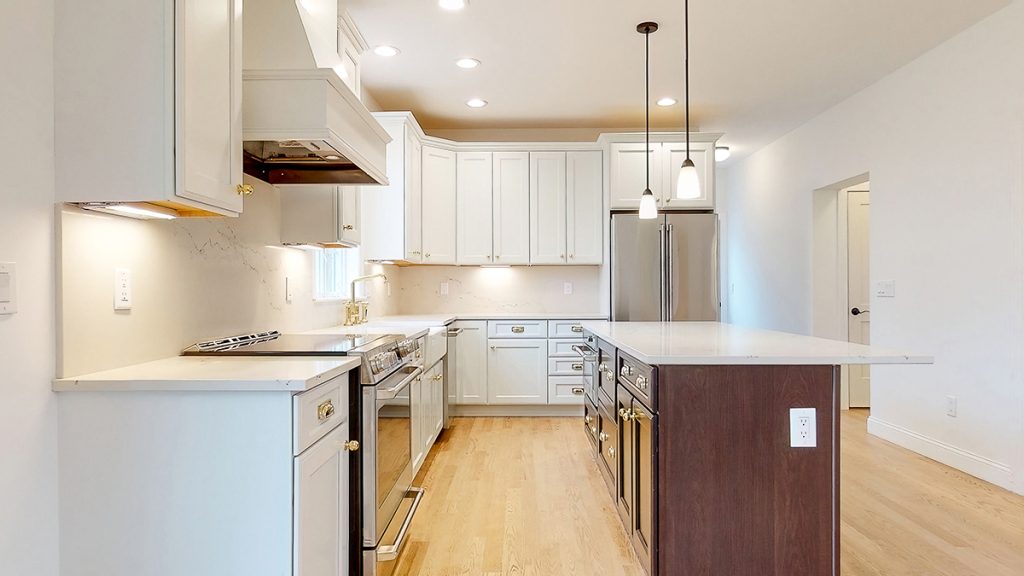 all white kitchen in modular home