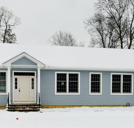 modular home in winter